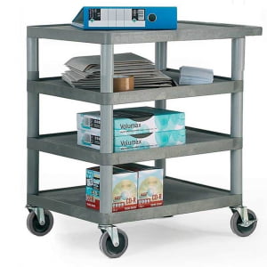 Standard grey 4-shelf trolley for versatile use