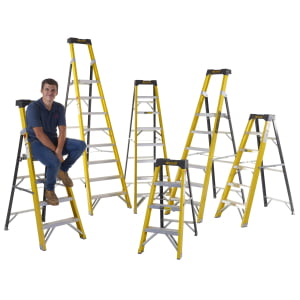 Glass fibre platform stepladders for stable and safe access