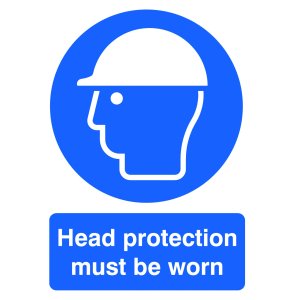 Sign indicating that head protection must be worn