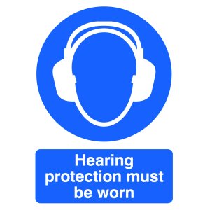 Sign indicating that hearing protection must be worn