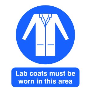 Sign indicating that lab coats must be worn