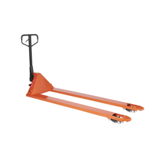 Long fork pallet truck for material handling