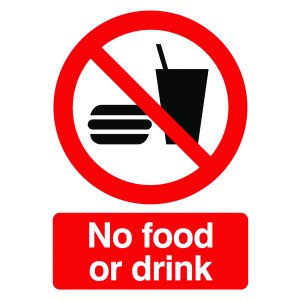 Sign prohibiting food and drink in a certain area
