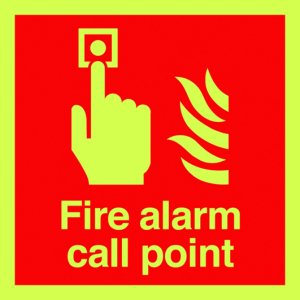 Sign indicating the location of the fire alarm call point