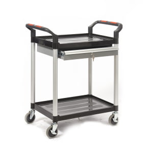 Proplaz shelf trolley with lockable drawer for secure storage