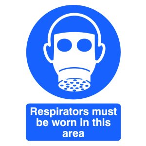 Sign requiring the wearing of respirators
