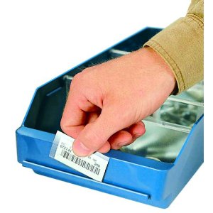 Shelf bin labels for easy identification